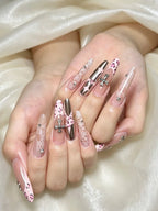 Pink Leopard Chrome Press-On Nails