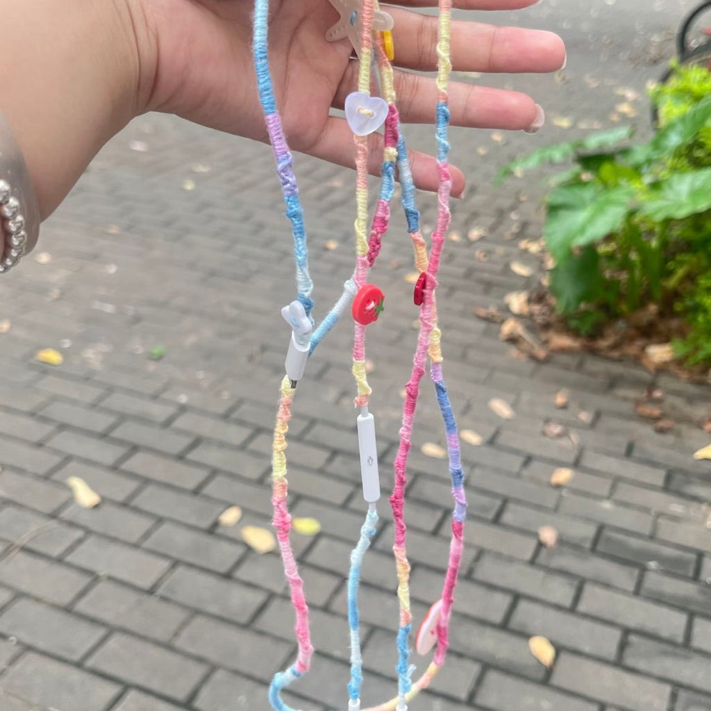Rainbow Braided Earphone Cord Kit