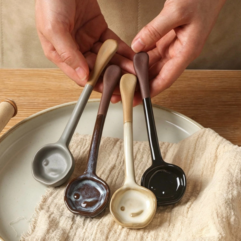 Retro Ceramic Dessert Spoon