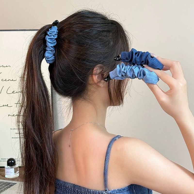 Denim Banana Hair Clip