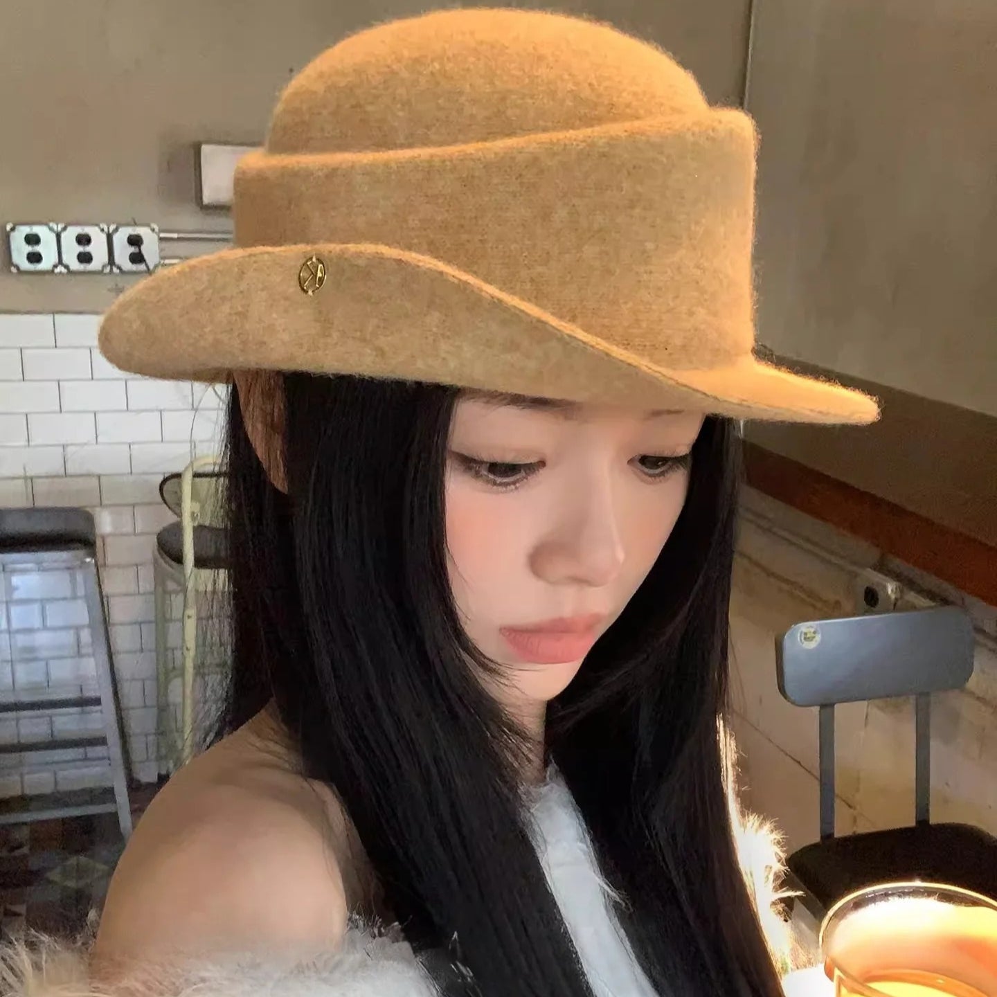 Retro Knit Wide Brim Hat