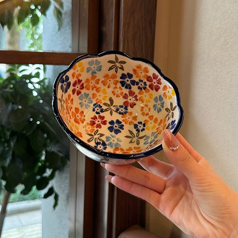 Scalloped Floral Rice Bowl
