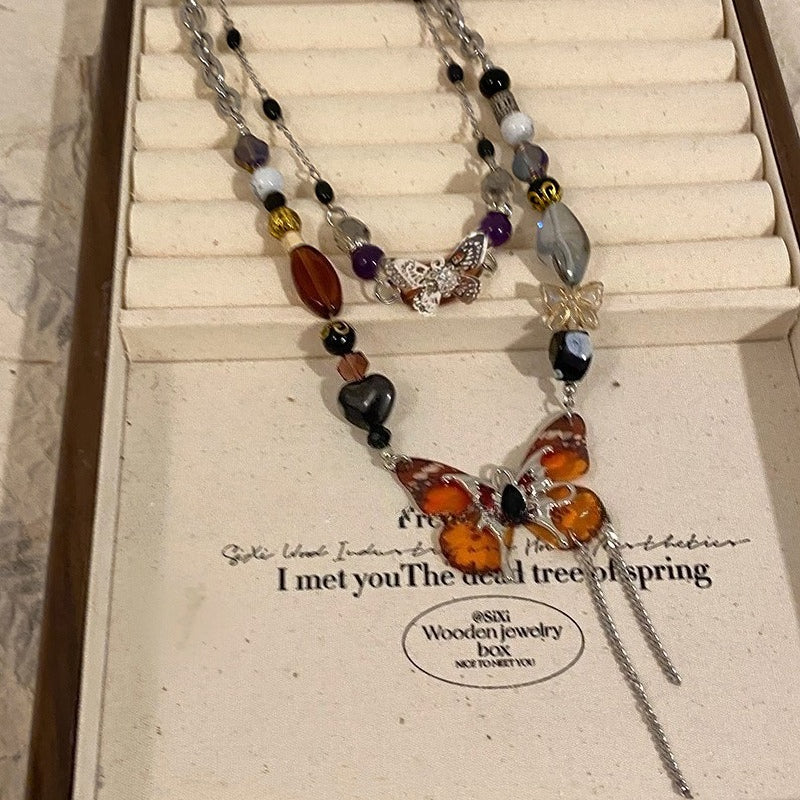 Butterfly Beaded Pendant Necklace - Modomu
