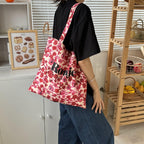 Floral Gingham Canvas Tote