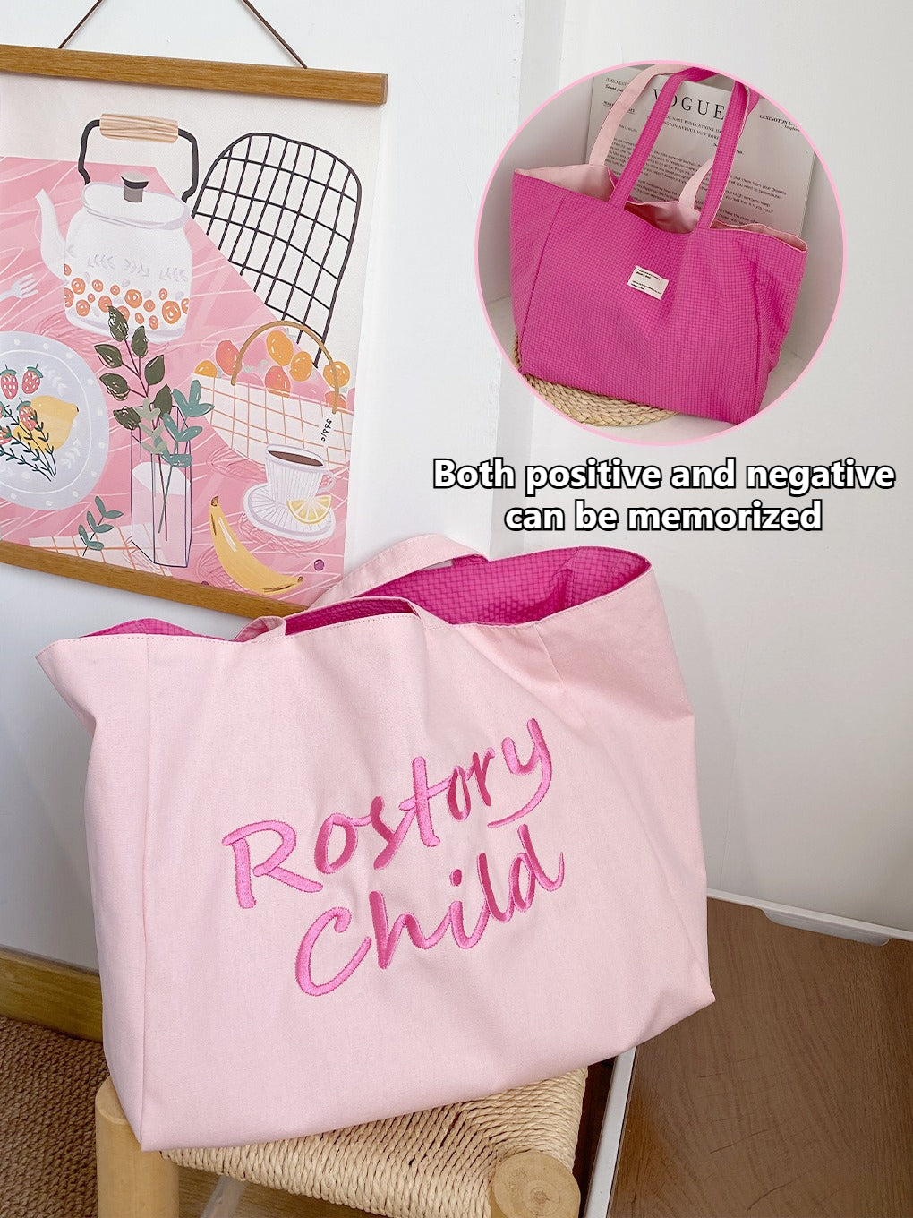 Canvas Tote Bag With Embroidery