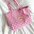 Plaid Canvas Shoulder Tote