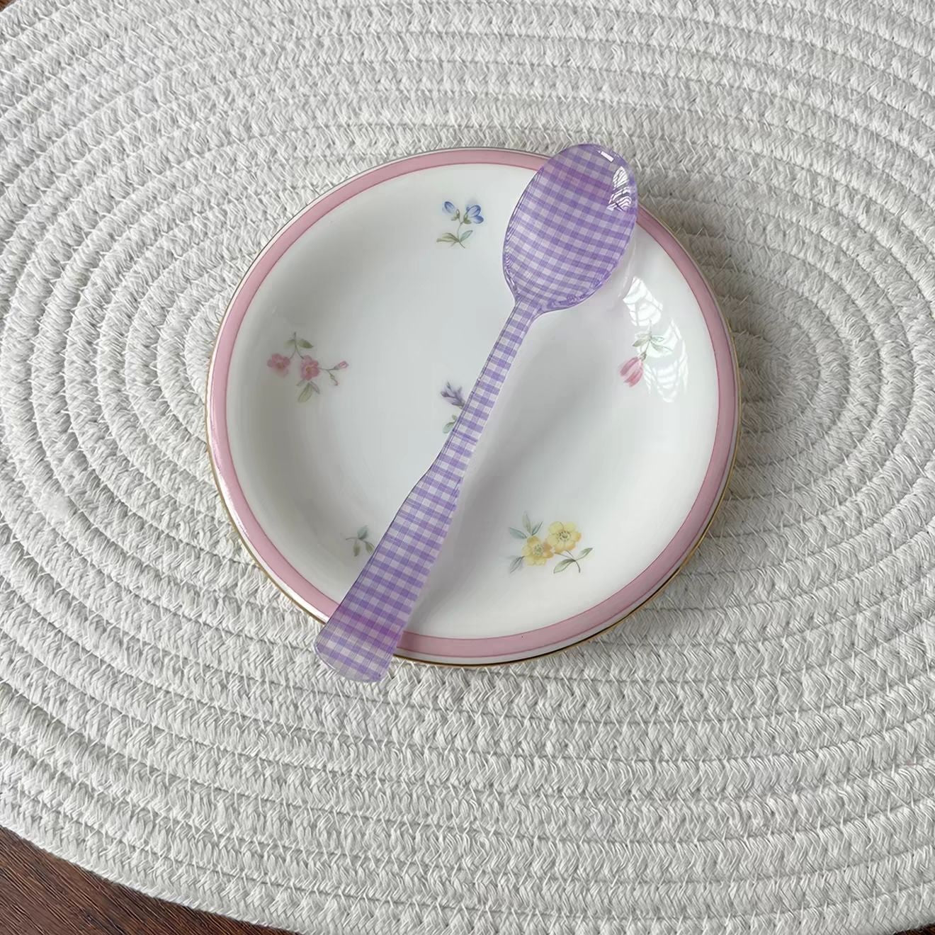 Gingham Check Acrylic Dessert Cutlery