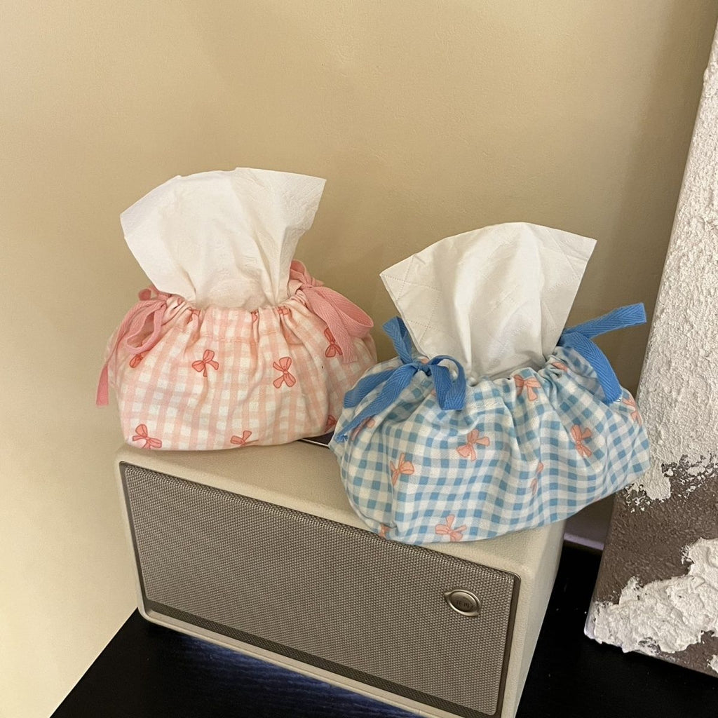 Plaid Bow Desktop Tissue Box - Modomu