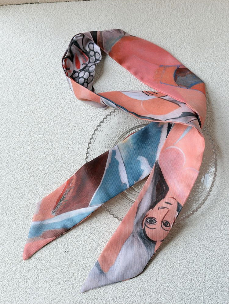 Art Print Narrow Silk Tie