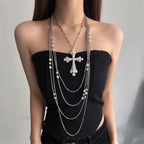 Layered Punk Cross Necklace - Modomu