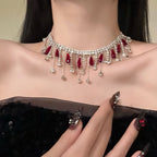 Rhinestone Fringe Choker