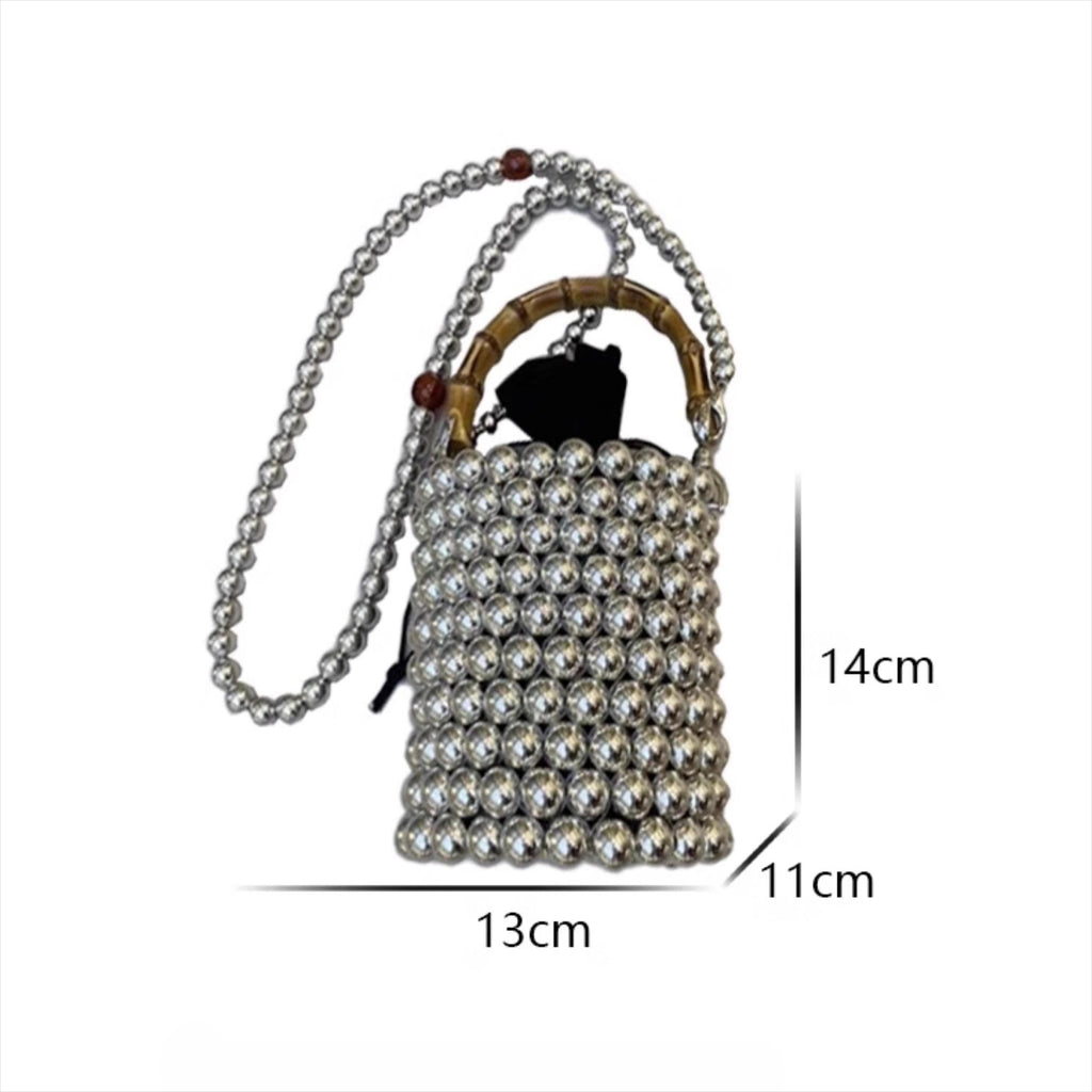 Bamboo Pearl Beaded Bucket Bag