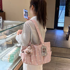 Pleated Dot Canvas Tote