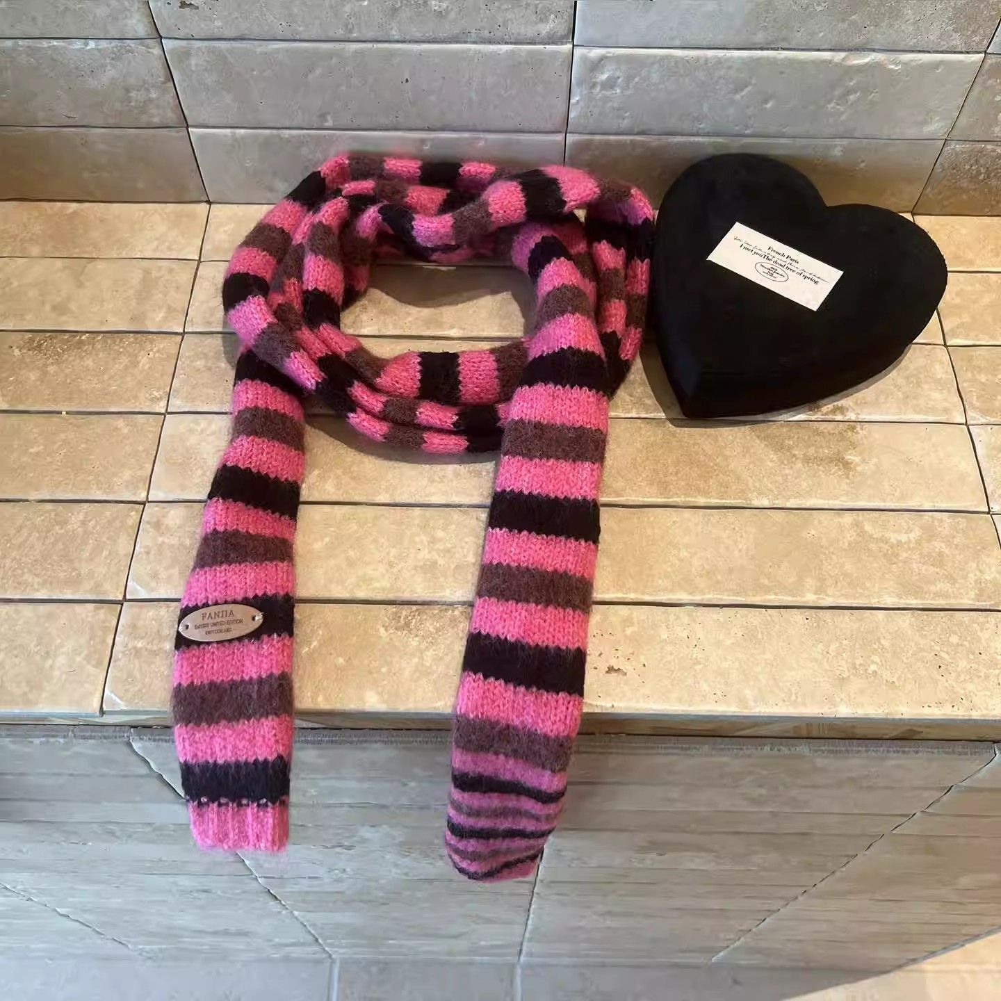 Y2K Knit Striped Long Scarf - Modomu