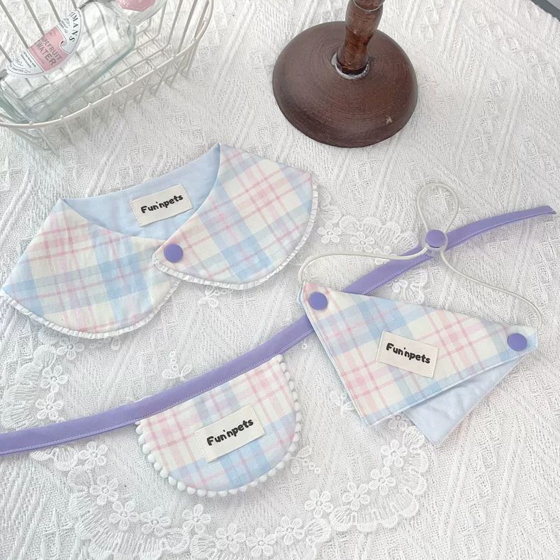 Pet Bandana Bib Plaid Scarf