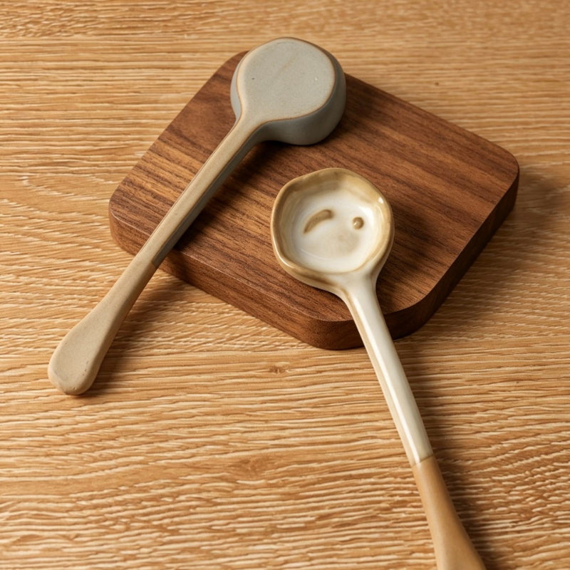 Retro Ceramic Dessert Spoon
