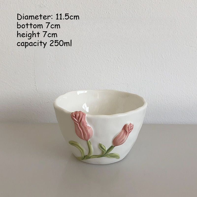 Embossed Tulip Ceramic Mug - Modomu