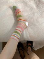 Sheer Stripe Slouch Crew Socks