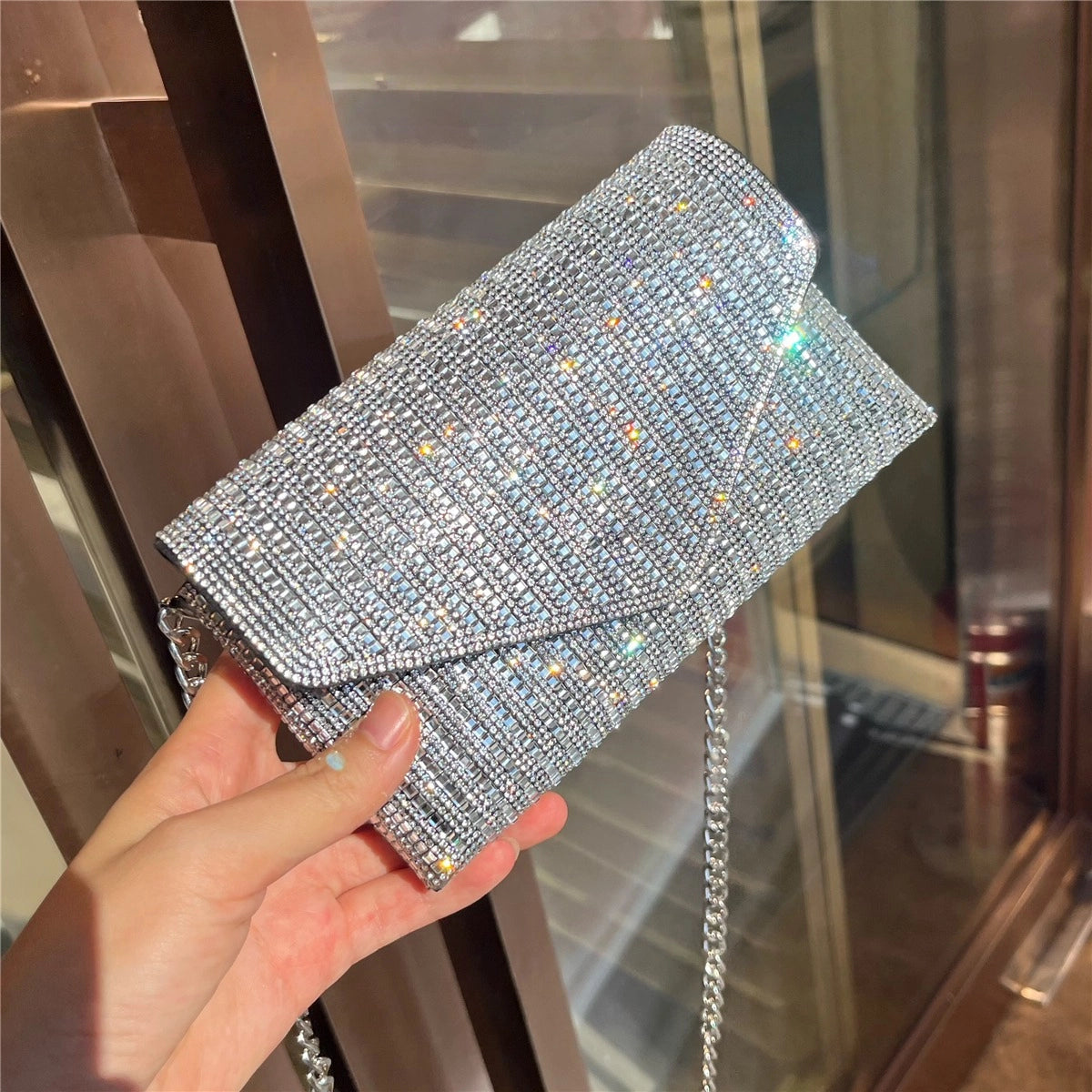 Rhinestone Square Evening Bag - Modomu