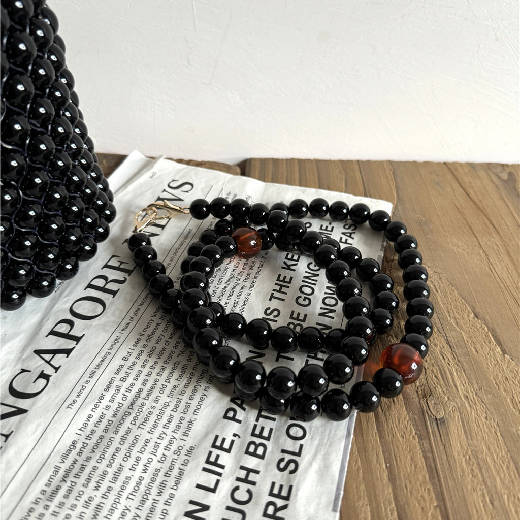 Bamboo Pearl Beaded Bucket Bag