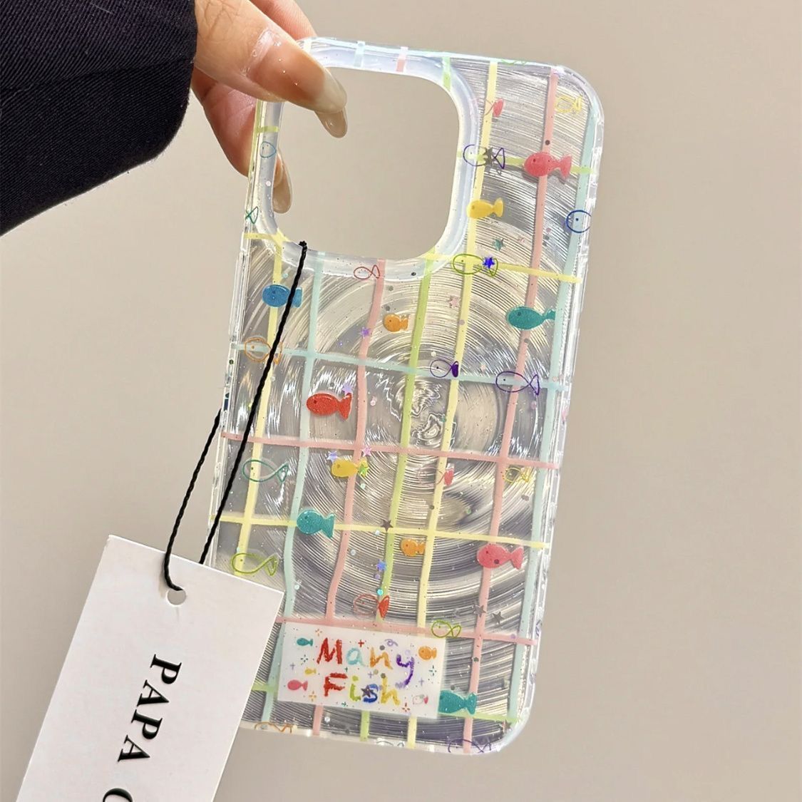 Patterned Grid Fish Phone Case