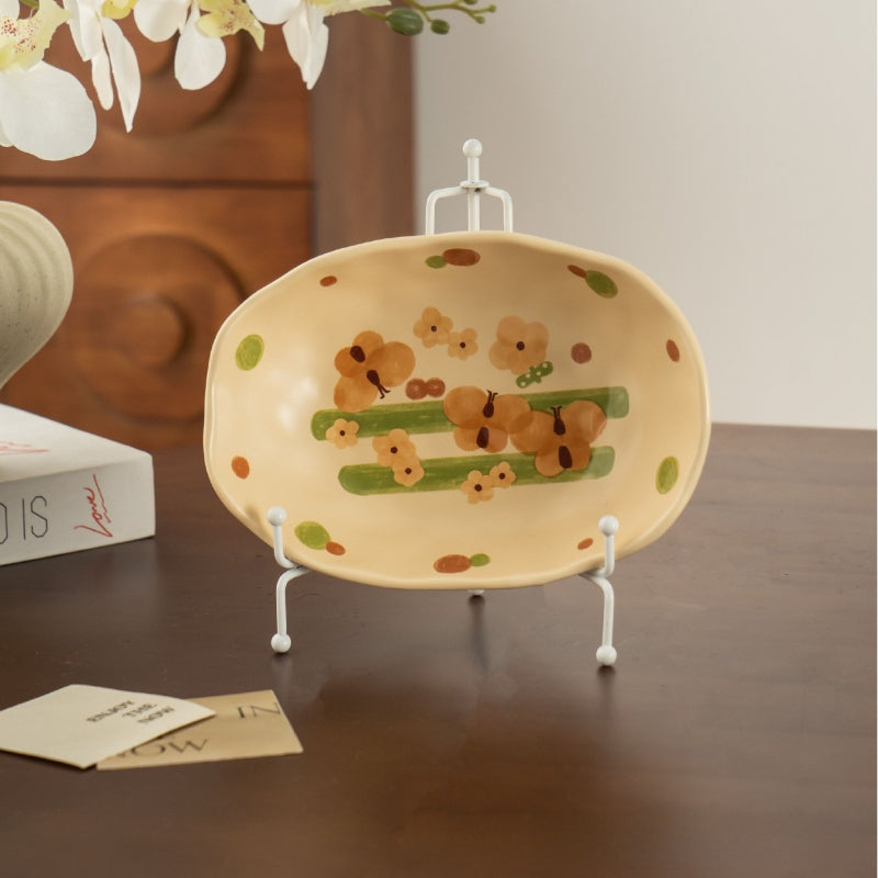 Butterfly Floral Ceramic Rice Bowl - Modomu