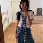 Y2K Knit Striped Long Scarf