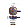 Folk Pattern Handled Serving Bowl