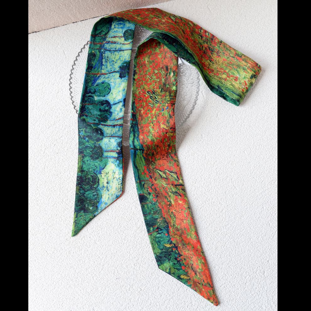 Art Print Narrow Silk Tie