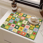 Painted Floral Kitchen Drain Mat