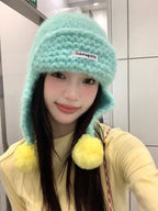 Pom-Pom Knit Trapper Hat