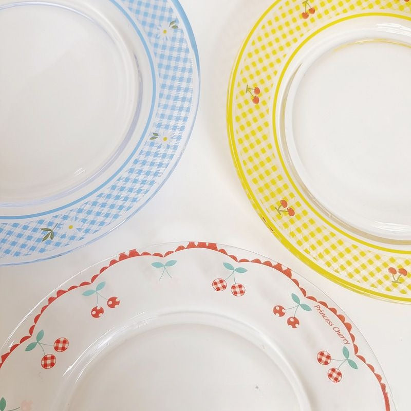 Cherry Gingham Rim Dessert Plate