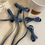 Denim Bow Hair Clips