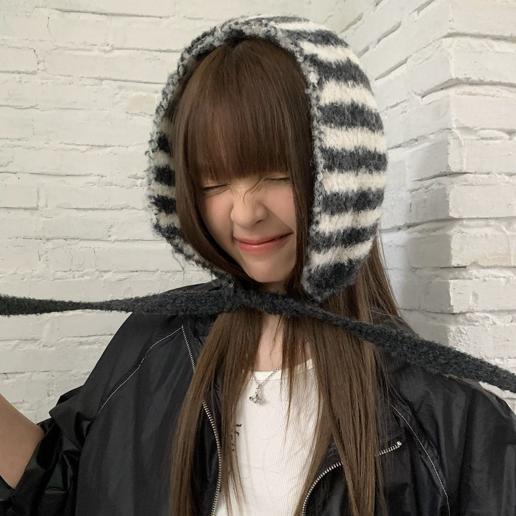 Striped Knit Earmuff Scarf - Modomu