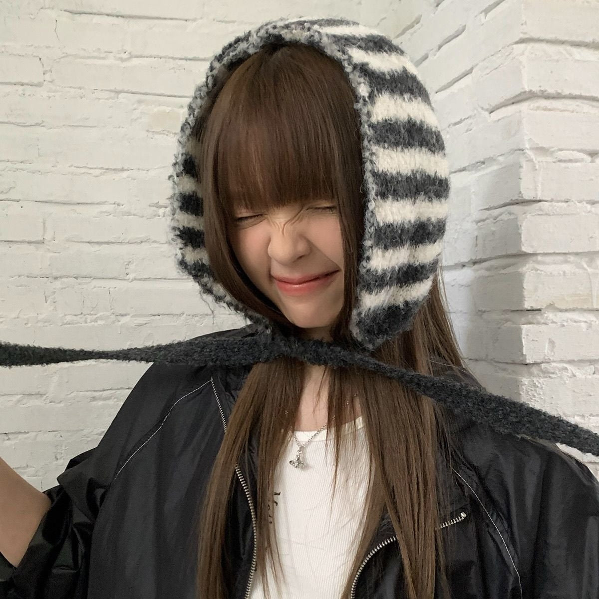 Striped Knit Earmuff Scarf - Modomu
