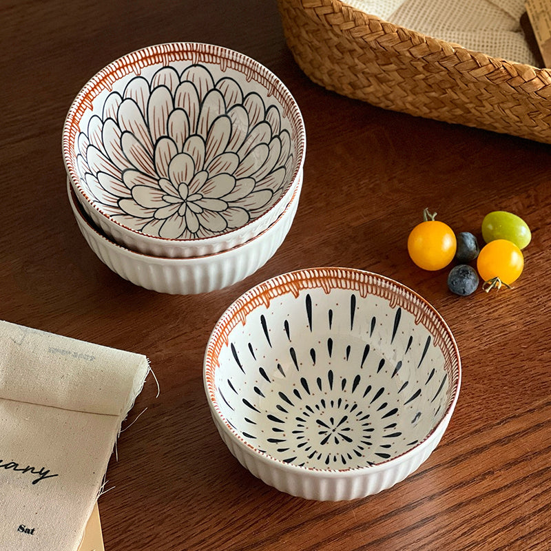 Hand-Painted Bohemian Rice Bowl