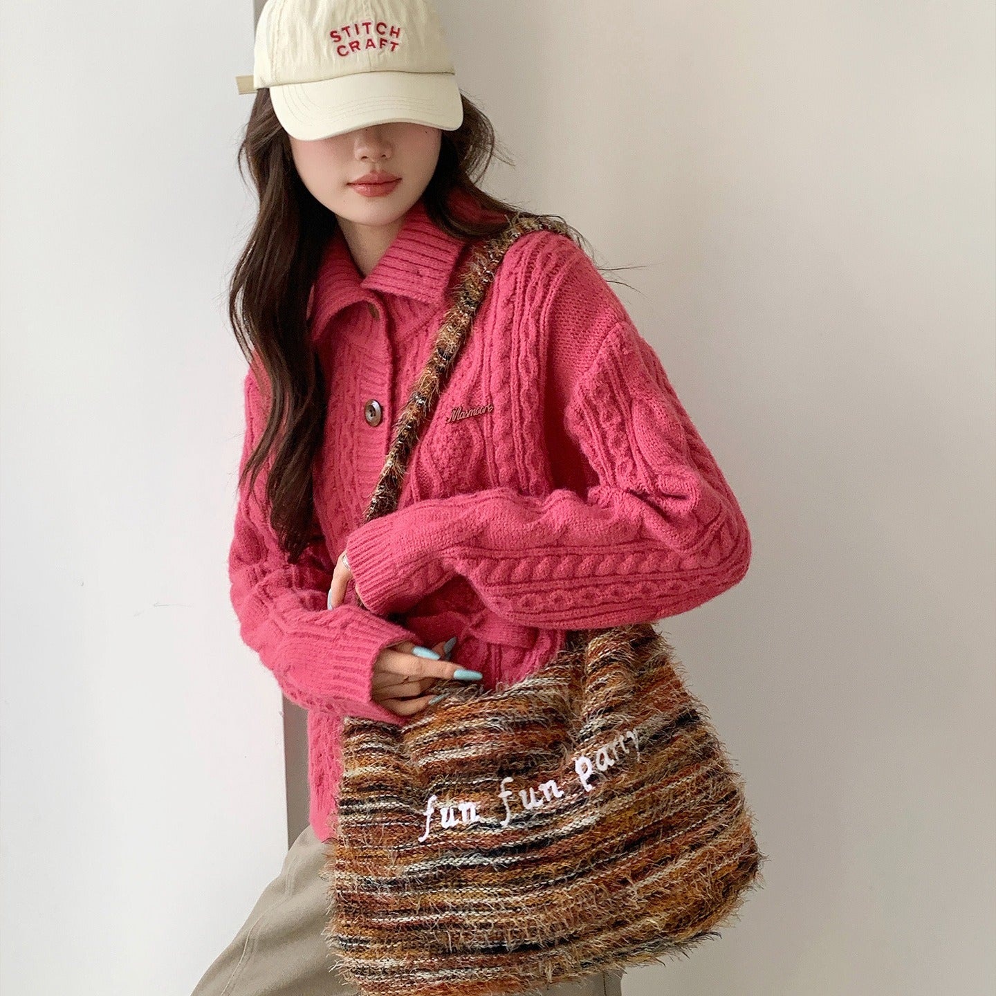 Plush Letter Crossbody Bag