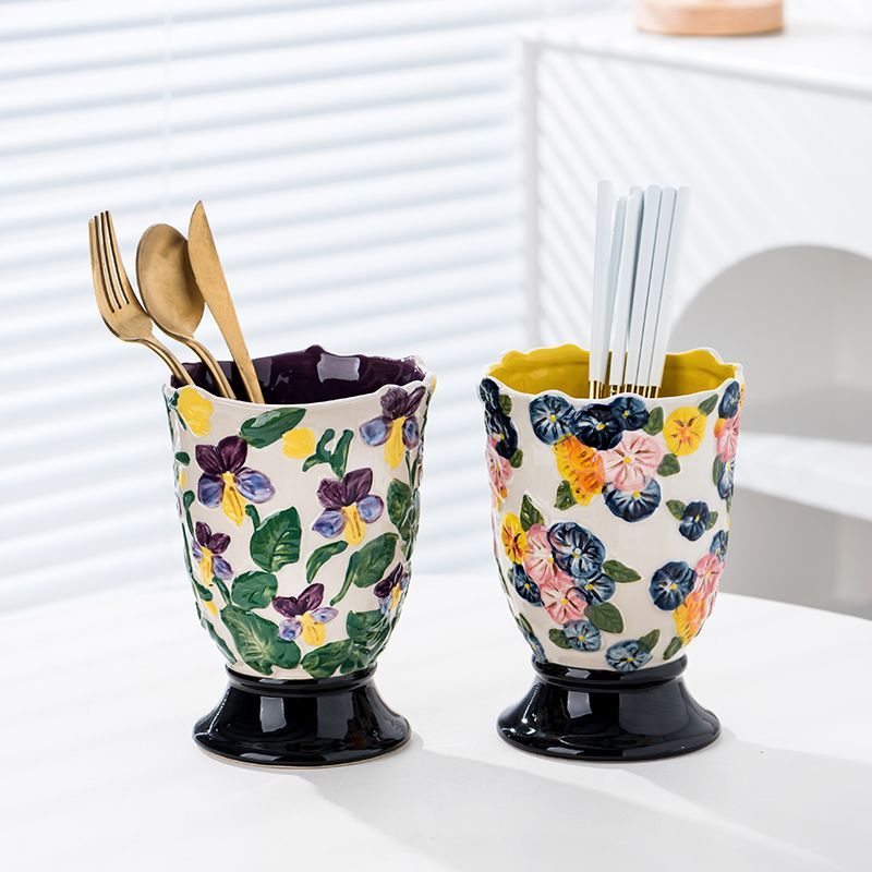 Embossed Ceramic Chopstick Holder