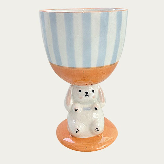 Hand Painted Rabbit Goblet Mug - Modomu