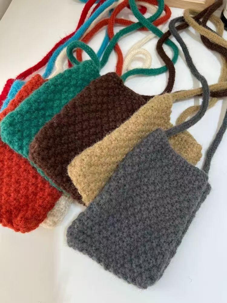 Popcorn Knit Phone Crossbody Bag