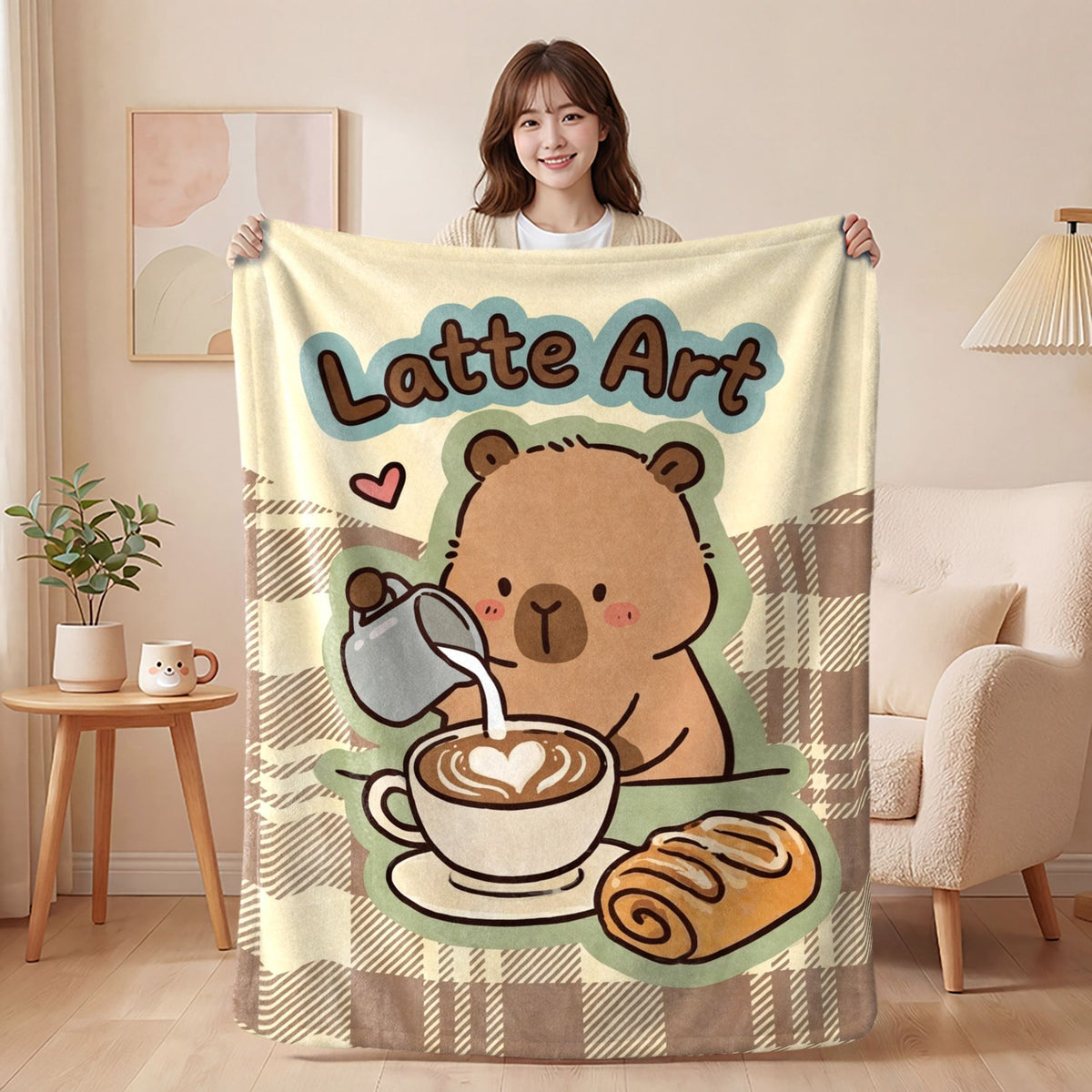 Capybara Cafe Flannel Blanket