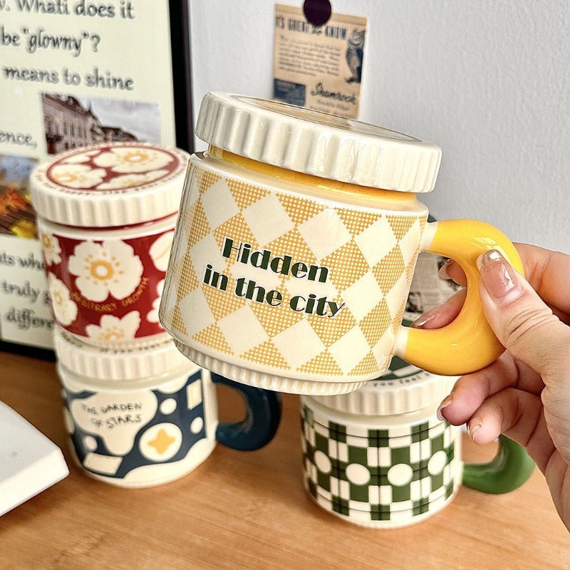 Retro Lidded Ceramic Mug