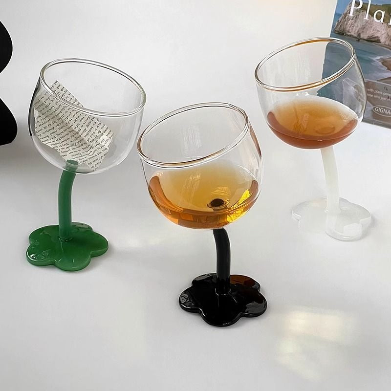 Tilted Flower Goblet Glass - Modomu
