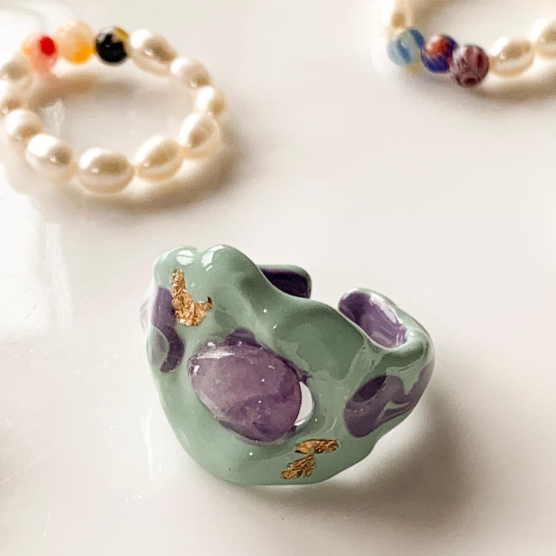 Open Design Drip Couple Ring - Modomu