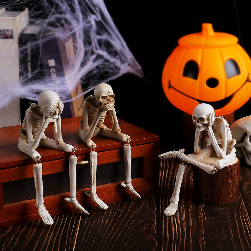 Shelf Sitting Skeleton Trio