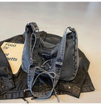 Corset Bow Denim Shoulder Bag