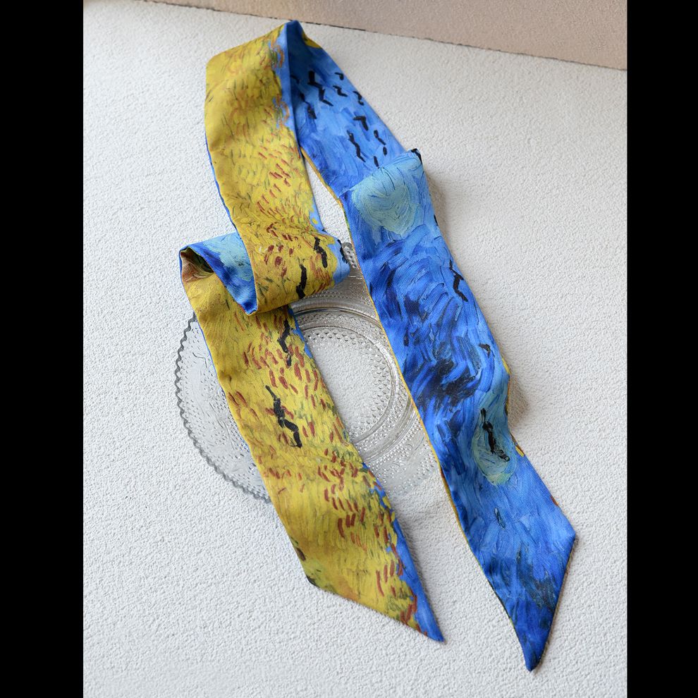 Art Print Narrow Silk Tie