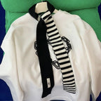 Striped Knit Student Scarf - Modomu