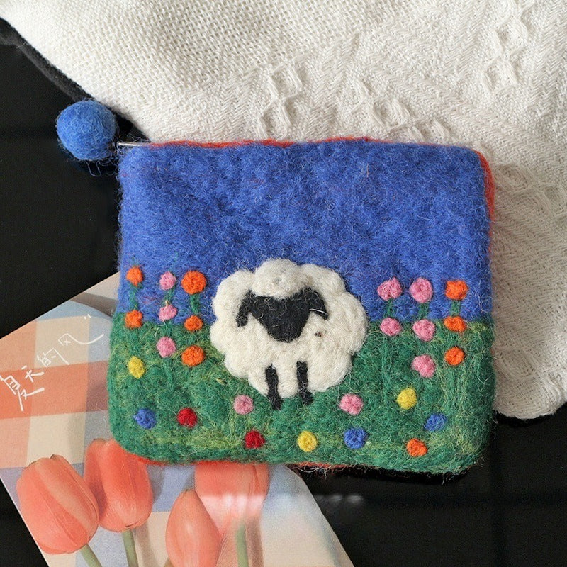 Handmade Felted Sheep Pouch