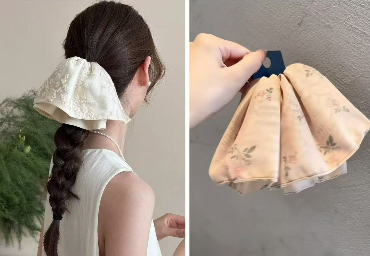 Embroidered Lace Ponytail Clip